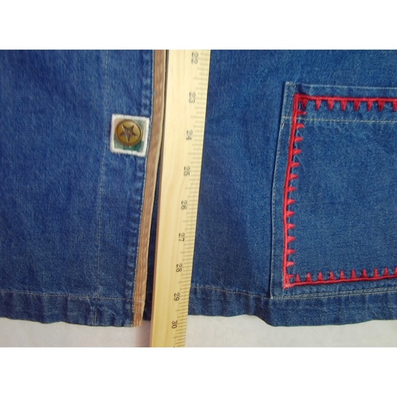 Vintage Teddi Denim Christmas Button Up Shirt Jacket. Corduroy Collar  Size 1XL - Picture 5 of 7